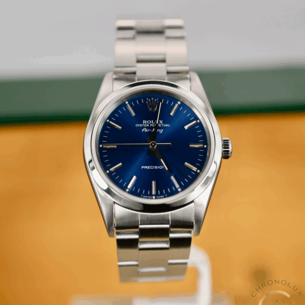 Rolex Air King 14000 Blue Dial 34mm Full Set 1998