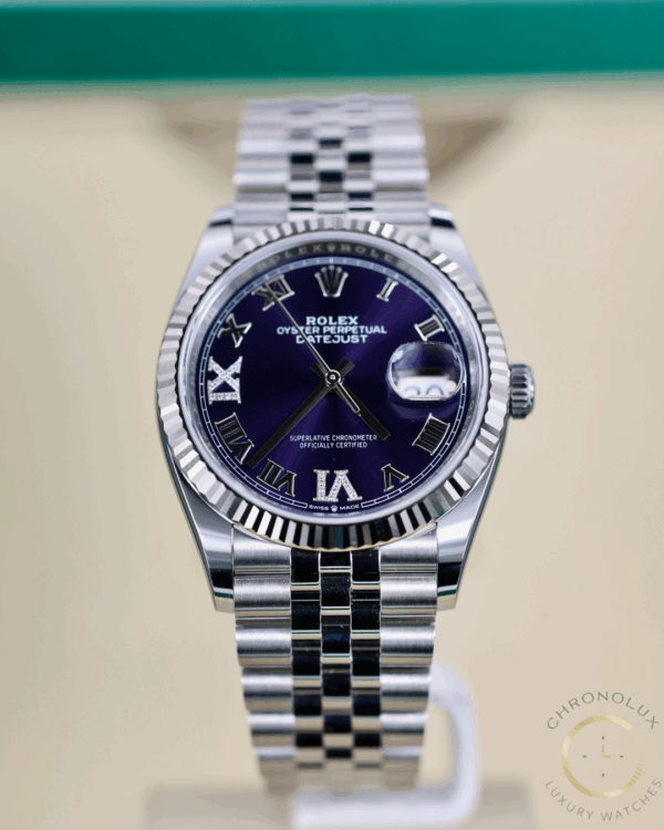 Rolex Datejust 126234 Purple Diamonds 36mm Full Set New 2024