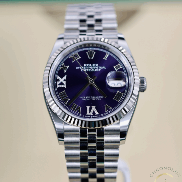 Rolex Datejust 126234 Purple Diamonds 36mm Full Set New 2024