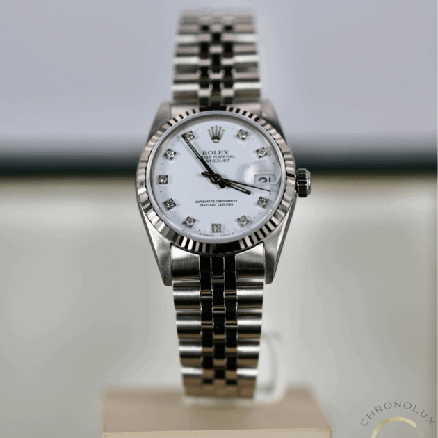 Rolex Lady Datejust 68274 Jubilee 31mm White Diamonds Dial Full Set 1992