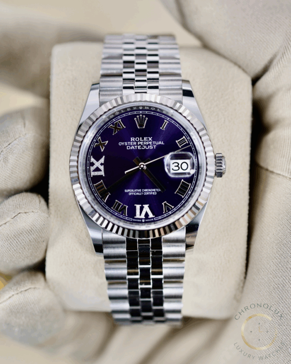 Rolex Datejust 126234 Purple Diamonds 36mm Full Set New 2024 - immagine 5