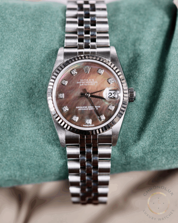 Rolex Lady Datejust 78274 Jubilee 31mm Black MOP Diamonds Dial Full Set 2002 - immagine 5