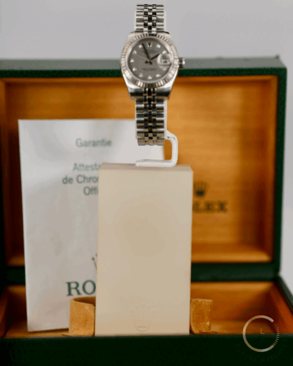 Rolex Lady Datejust 179174 Jubilee 26mm White MOP Dial Full Set 2006 - immagine 6