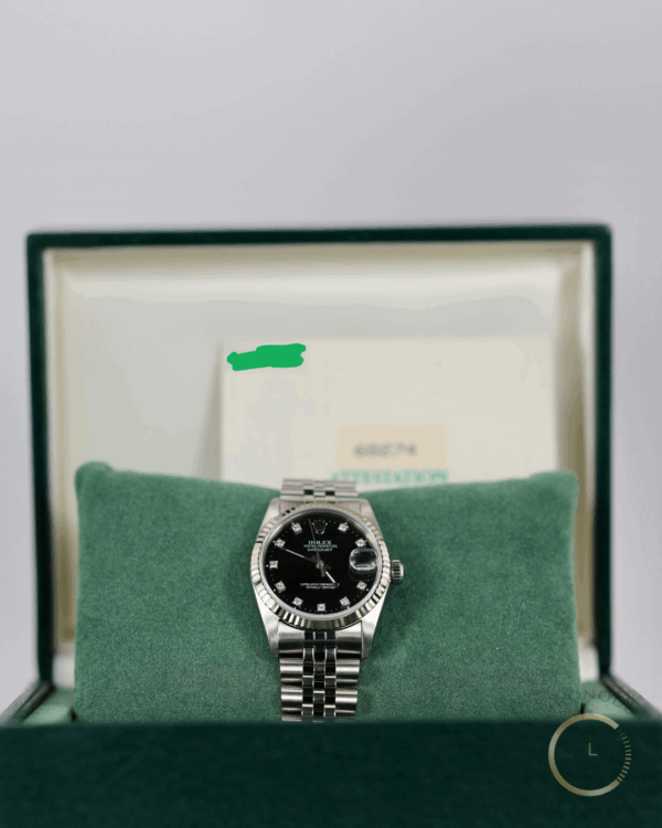 Rolex Lady Datejust 68274 Jubilee 31mm Black Diamonds Dial Full Set 1991 - immagine 6