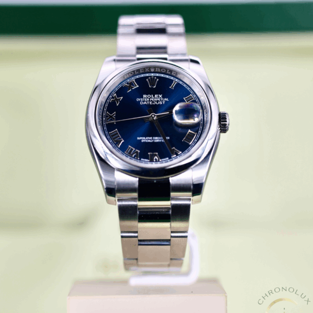 Rolex Datejust 116200 Blue Roman Dial 36mm Full Set 2018
