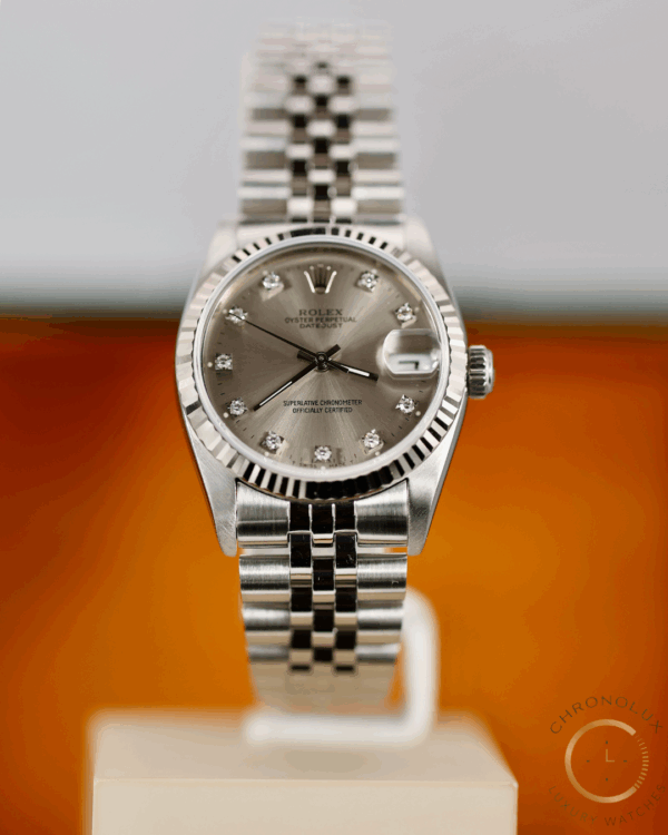 Rolex Lady Datejust 68274 Jubilee 31mm Silver Diamonds Dial Full Set 1994