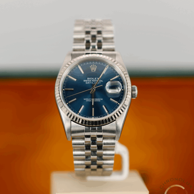 Rolex Datejust 16234 Jubilee 36mm Blue Index Dial 1995 Full Set