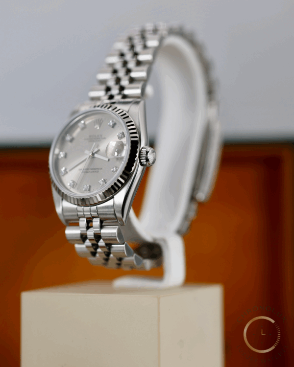 Rolex Lady Datejust 68274 Jubilee 31mm Silver Diamonds Dial Full Set 1994 - immagine 2