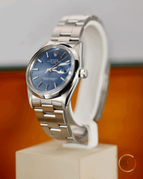 Rolex Oyster Perpetual Date 15000 34mm Blue Dial 1987 Full Set - immagine 2