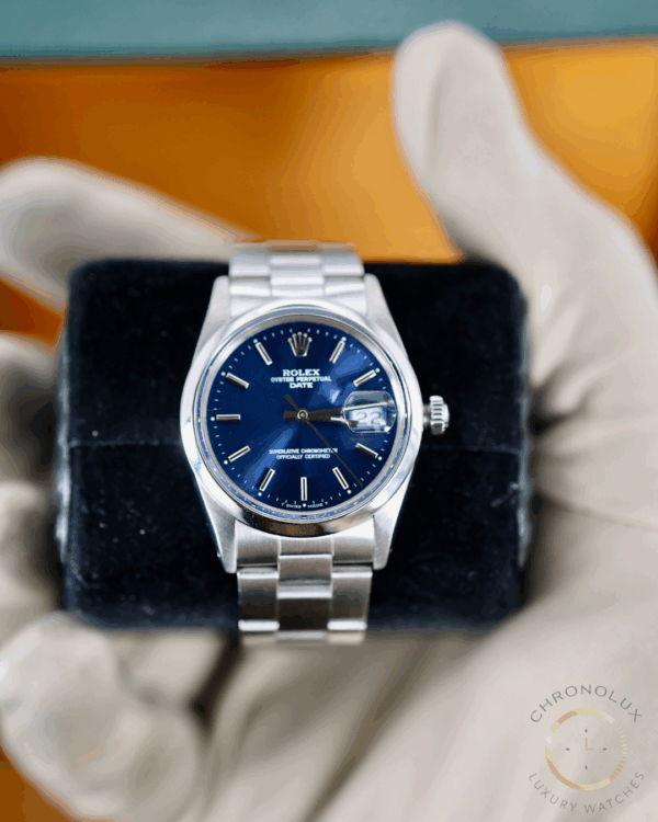 Rolex Oyster Perpetual Date 15000 34mm Blue Dial 1987 Full Set - immagine 5