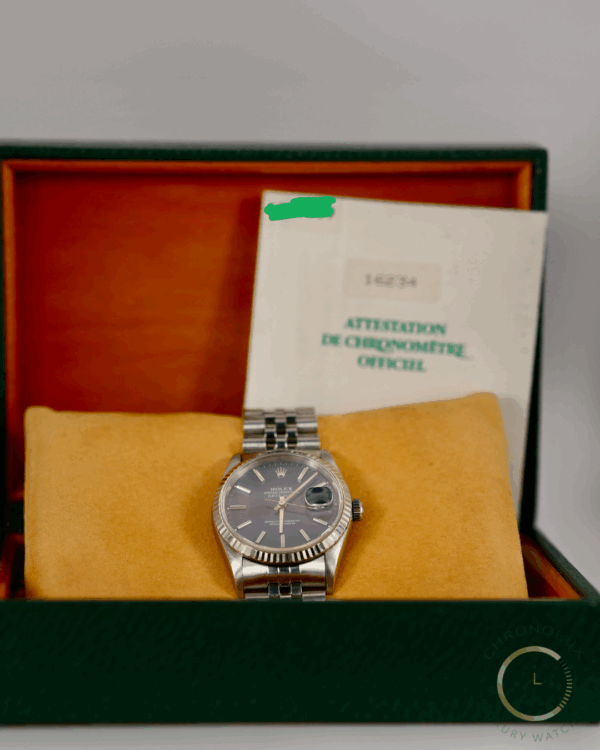 Rolex Datejust 16234 Jubilee 36mm Blue Index Dial 1995 Full Set - immagine 6