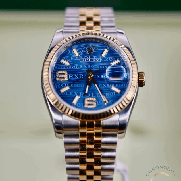 Rolex Datejust 116233 Jubilee 36mm Wave D6/9 Blue Dial Full Set 2014