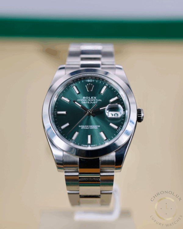 Rolex Datejust 126300 Green Mint Index 41mm Full Set 2024