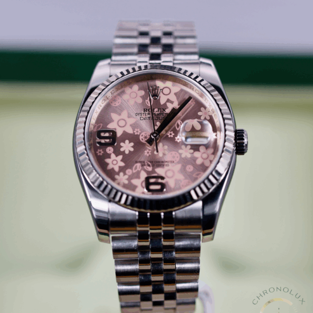 Rolex Datejust 116234 Pink Floreal Dial 36mm Full Set 2012